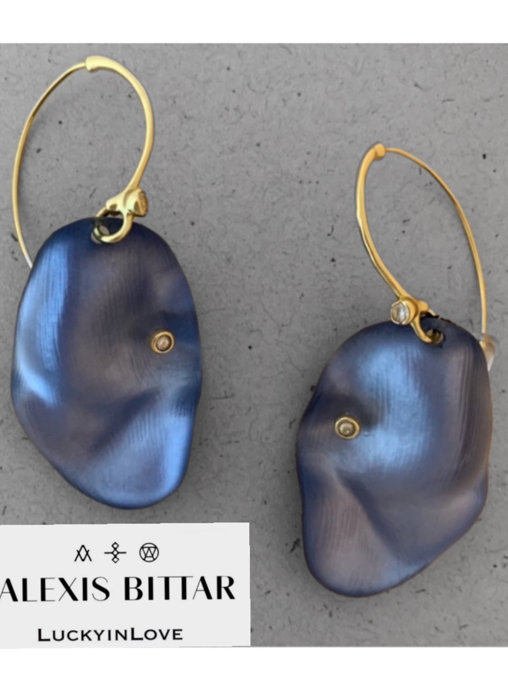 ALEXIS BITTAR • NEW Lucite Organic Disc Large Drop Earring- Luminous Steel Blue